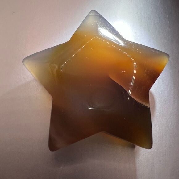 Brown Agate Star Carving - Picture 6 of 11